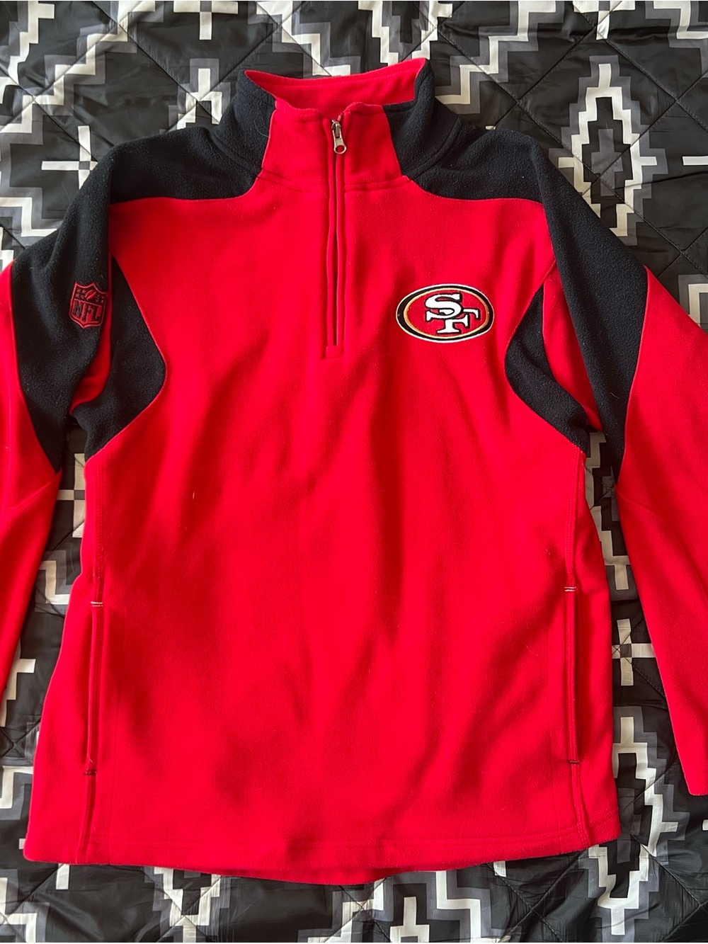 NFL San Francisco 49ers Red & Black Quarter-Zip Fleece Pullover